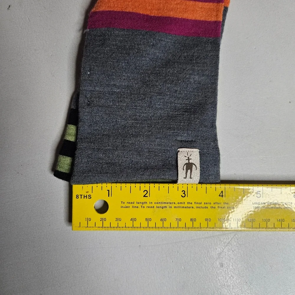 SmartWool Merino Wool Striped Scarf Gray Orange Purple Blue Green 12-445 F09-D3
